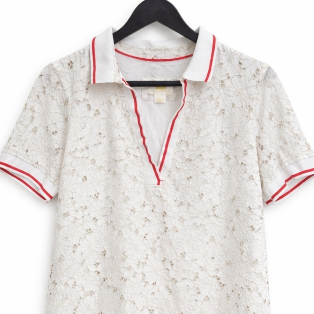Maeve By Anthropologie White Sonnie Eyelet Tunic Mini Shift Dress Sz Med - Picture 2 of 10
